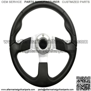 Golf Cart Steering Wheel- Formula GT Black Grip/ Brushed Aluminum Spokes