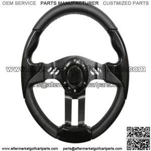 Golf Cart Steering Wheel- Black Grip/ Black Spokes 13" Diameter