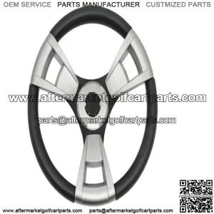 Gussi Brushed Aluminum & Black Steering Wheel for Club Car Precedent Golf Carts