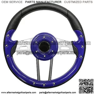Golf Cart Steering Wheel- Blue Grip with Brushed Aluminum Spokes- 13" Diameter