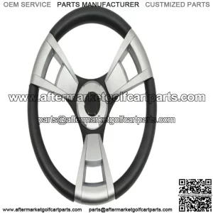 Gussi Brushed Aluminum & Black Steering Wheel for Club Car DS Golf Carts 1982+