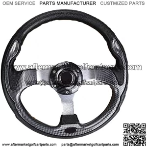 Golf Cart Steering Wheel, Universal Design Fit EZGO RXV & TXT, Club Car DS, Club Car Precedent Tempo, Yamaha, Most Golf Cart (Style1 Gray)