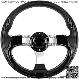 12.5 Inch Golf Cart Steering Wheel, Skid Steering Wheel, Universal Golf Cart for Club Car EZGO RXV and TXT, Yamaha, Precedent Tempo, DS (5156 Black)
