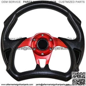 12.5 Inch Golf Cart Steering Wheel, Skid Steering Wheel, Universal Golf Cart for Club Car EZGO RXV and TXT, Yamaha, Precedent Tempo, DS5117Red