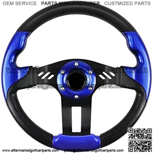 Golf Cart Steering Wheel, Skid Steering Wheel, Universal Golf Cart for Club Car EZGO RXV and TXT, Yamaha, Precedent Tempo, DS5115Blue
