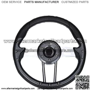 Golf Cart Racing Steering Wheel or Adapter (Sold Separately), Universal for Club Car DS Precedent EZGO RXV & TXT Yamaha Ergonomic Design - Sliver/Black