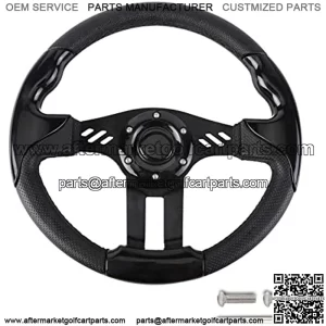 Black Golf Cart Steering Wheel PVC Leather for EZGO RXV & TXT Yamaha Club Car DS and Precedent Steering Wheel