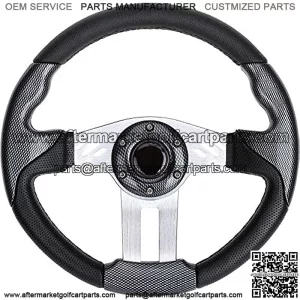 Universal 12.5 inch Golf Cart Steering Wheel for EZGO TXT RXV, Club Car DS Precedent, Yamaha G29 Drive and others - Silver Gray