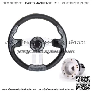 Golf Cart Steering Wheel and Adapter for EZGO TXT RXV Cart Carbon Fiber