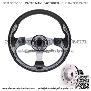 12.5inch Golf Cart Steering Wheel with 5/6 Hole Hub Adapter for EZGO TXT RXV