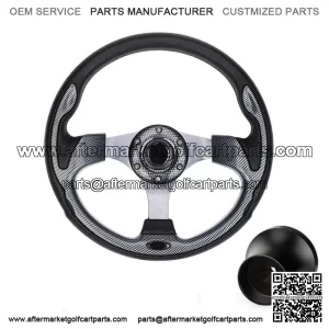Golf Cart Steering Wheel & Black Hub Adapter 5/6 Hole for Club Car Precedent