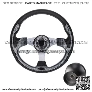 Carbon Fiber Golf Cart Steering Wheel & Black Hub Adapter for Yamaha Carts
