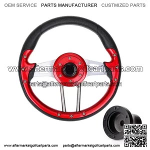 Red Golf Cart Steering Wheel W/ Black Adapter for EZGO TXT RXV Cart Parts