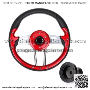 Red Golf Cart Steering Wheel for YAMAHA Carts with Black Hub Adapter