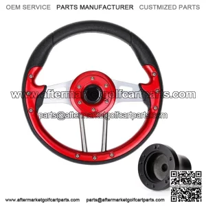 Golf Cart Steering Wheel & Black Hub Adapter for Club Car Precedent -Red