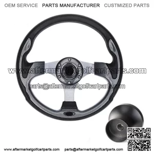 Carbon Fiber Golf Cart Steering Wheel & Black Hub Adapter for Yamaha Carts