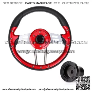 Red Golf Cart Steering Wheel W/ Black Adapter for EZGO TXT RXV Cart Parts