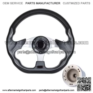 12.5inch Golf Cart Steering Wheel For Yamaha Golf Cart w/ Chrome Hub Adapter