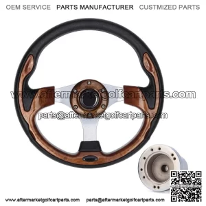 Brown Golf Cart Steering Wheel with Chrome Adapter for Yamaha G8 G9 -G29 Drive