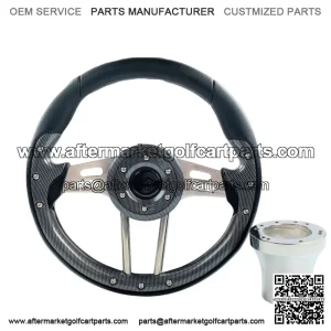 Volt Carbon Fiber Golf Cart Steering Wheel W/ Club Car DS Hub Adapter Chrome