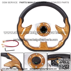 12.5" Woodgrain Golf Cart Steering Wheel For EZGO TXT RXV Yamaha and Club Car