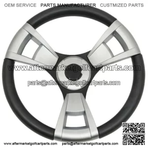 Brushed Aluminum & Black Steering Wheel for Club Car Precedent Golf Carts
