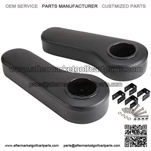 Golf Cart Rear Seat Armrests with Cup Holder for Club Car Yamaha, with Non-Drilling Brackets