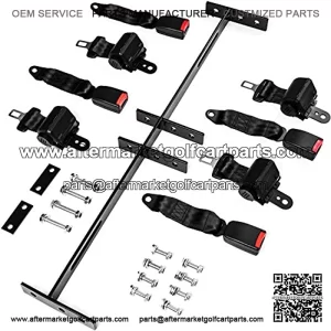 Universal Golf Cart Seat Bracket and Belts Kit Compatible with Most EZGO, Club Car DS, Yamaha, and Other Golf Cart - 4X Belts