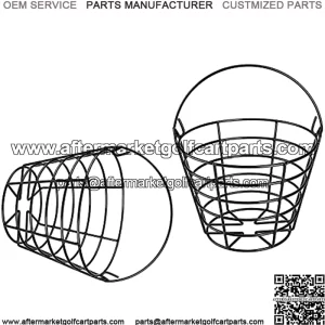 Metal Golf Ball Basket Container Golf Ball Bucket Holder with Handle (Golf Balls NOT Include) - 2 PCS
