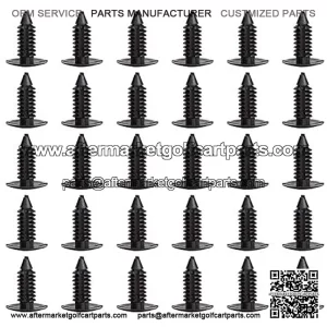 (30PCS) Universal Plastic Rivets for EZGO Club Car Yamaha Golf Cart, Auto Body Fastener Push Pin Screw Panel Fixings Clips Black