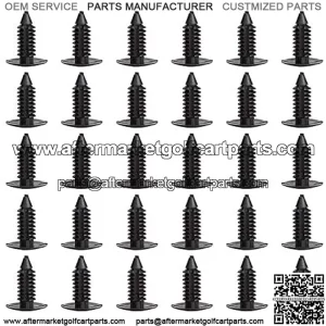(30PCS) Universal Plastic Rivets for EZGO Club Car Yamaha Golf Cart, Auto Body Fastener Push Pin Screw Panel Fixings Clips Black