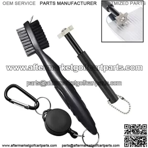 Golf Club Sharpener and Brush Cleaner Golfer Accessories Kit Comes with Wire/Nylon Brush, Iron Groove Sharpener, Retractable Zip-Line, and Golfing Carabiner for Golf Bag or Lanyard Attachment