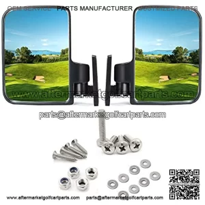 Golf Cart Side Mirrors for Yamaha Club Car with Large 7 Inches Adjustable Golf Cart Side Rear View Mirrors(One Pair Golf Cart Mirrors)