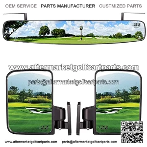Universal Golf Cart Rear View Mirror Wide Rear View Convex and Folding Side View Mirrors Kit for Club Car, EZGO, Yamaha