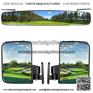 3 Piece Golf Cart View Mirrors Set, 16.5Wide Rear View Mirrors and 2 Side View Mirrors for Cub Car Yamaha,Golf Cart Accessories