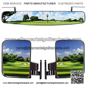 Universal Golf Cart Rear View Mirror and Folding Side Mirrors Kit for EZGO, Club Car, Yamaha