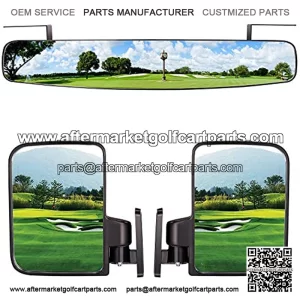 Newest Golf Cart Folding Side Mirrors and Rear View Mirror 16.5" Extra Wide Panoramic Golf Cart Mirrors Fits for Club Car EZGO Yamaha Combo Pack