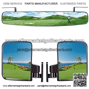 Golf Cart Side Mirror and Rear View Mirror Kit for EZGO, Club Car, Yamaha