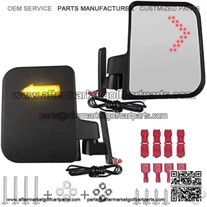 Golf Cart Mirror Universal Golf Cart Side Mirrors with LED Turn Signal Light Rear view Mirrors for Club Car Ezgo Yamaha Side Mirrors Golf Cart