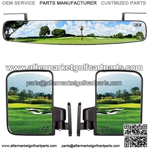 Universal Golf Cart Rear View Mirror Wide Rear View Convex and Folding Side View Mirrors Kit for Club Car, EZGO, Yamaha
