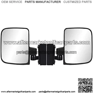 Golf Cart No Drilling Folding Side Rearview Mirror HD Glass for Club Car, EZGO TXT 2014+, Yamaha Golf Cart, Bracket for 1" square pipe only