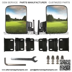 Universal No-Drilling Required Golf Cart Folding Side View Mirrors