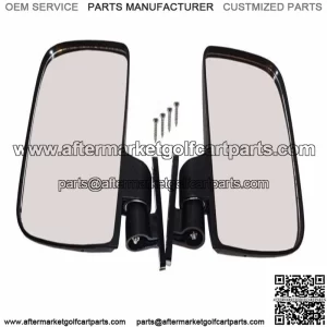 NEW Pair (2) Folding Side View Mirrors For Club Car, EZGO, Yamaha Golf Carts