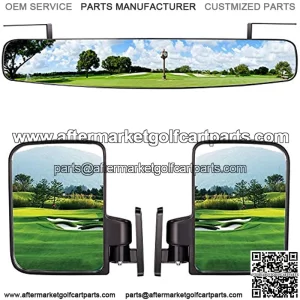 Newest Golf Cart Mirrors Contains Folding Side Mirrors and Rear View Mirror Universal for Club Car DS Precedent/EZGO TXT RXV/Yamaha