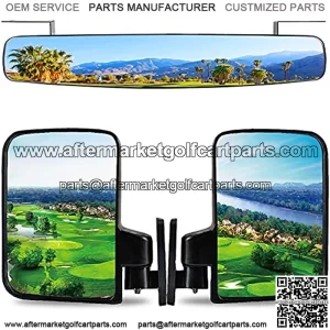 Golf Cart Rear View Mirror & Folding Side Mirror for EZGO/Club Car/Yamaha