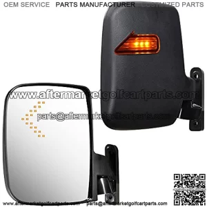 2pcs Universal Golf Cart Rear View Folding Side Mirror with LED Indicators Compatible with EZGO Club Car Yamaha