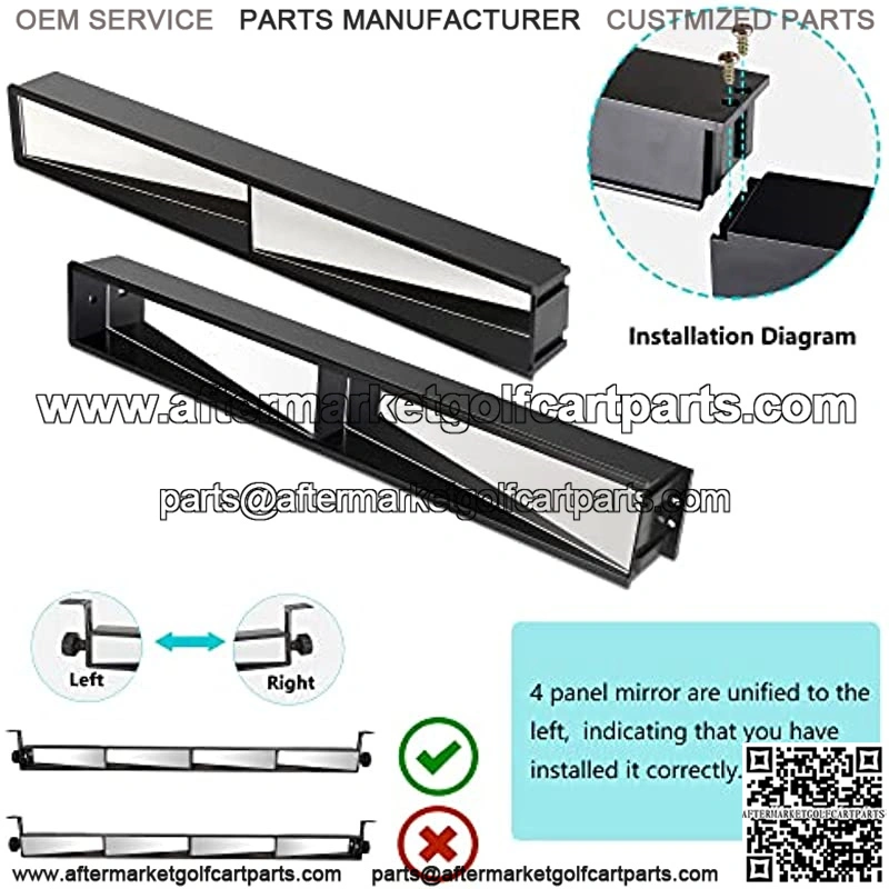 Golf Cart 4 Panel Rear View Mirror & Side Mirror Universal for Club Car EZGO Yamaha Golf Carts Panoramic Eliminate Blind Spots - Image 2