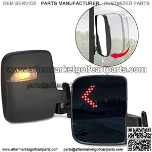 Golf Cart Side Mirrors with LED Turn Signal Light Universal Rear View Mirrors Compatible with Club Car EZGO Drive