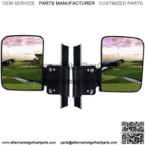 Mamiko No-Drilling Required Golf Cart Folding Side View Mirrors Compatible with Club Cart, Yamaha, EZGO, Star, Zone Carts Side Mirror for 1.25inch square tube - Sold in Pairs - Breakaway