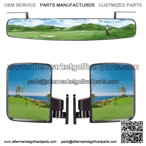 Golf Cart Side Mirrors and Panoramic Rear View Mirror for EZGO Club Car Yamaha